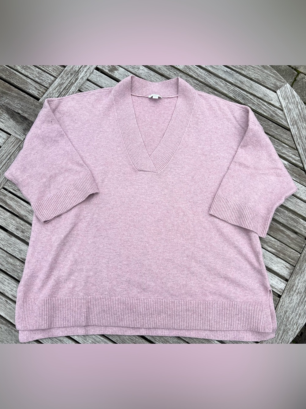 J. Jill drop shoulder oversized V-Neck 3/4 Sleeve Sweater